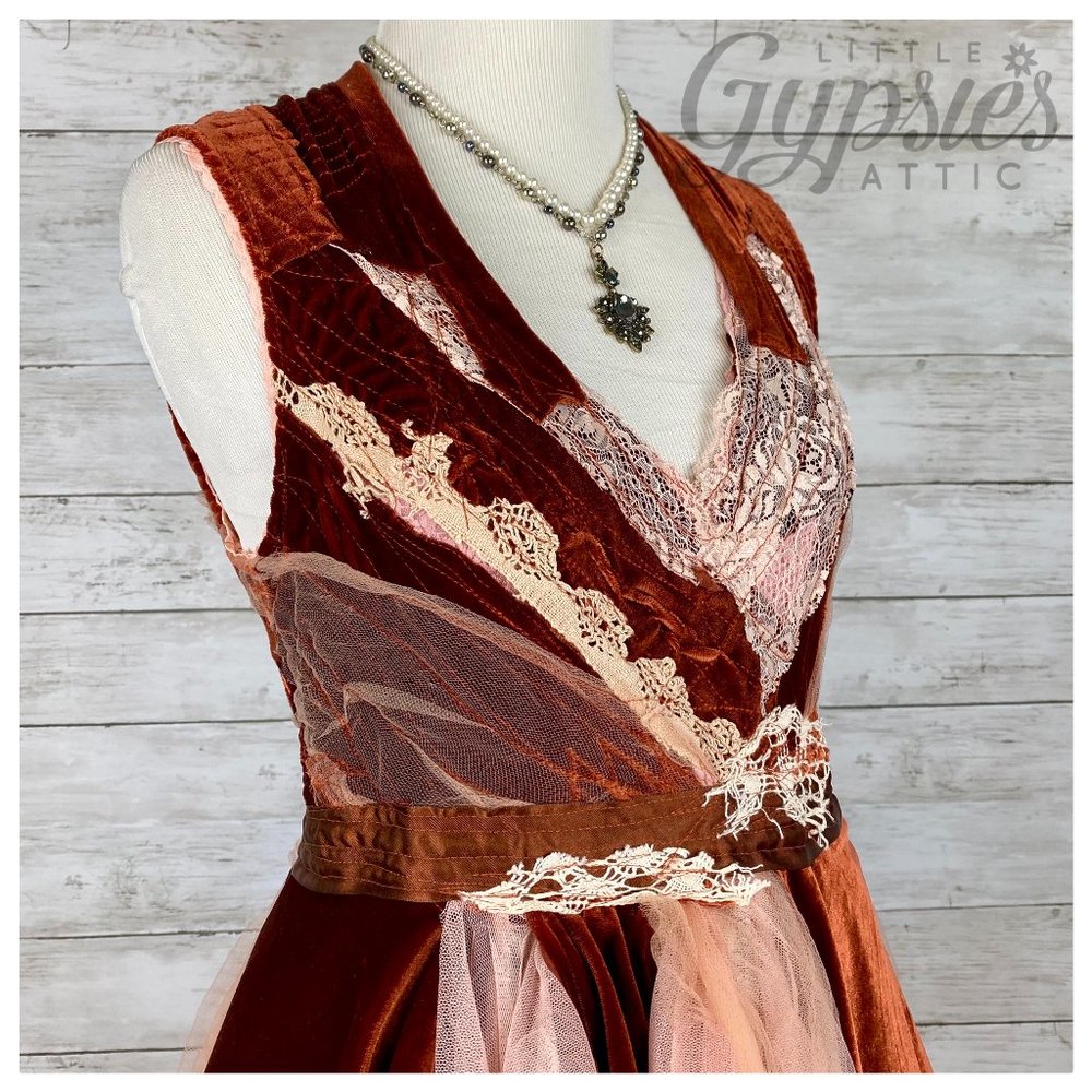 Listing Taken Down and Relisted, OOAK S/M Woodland Rust Victorian Fairy Dress - Picture 11 of 13